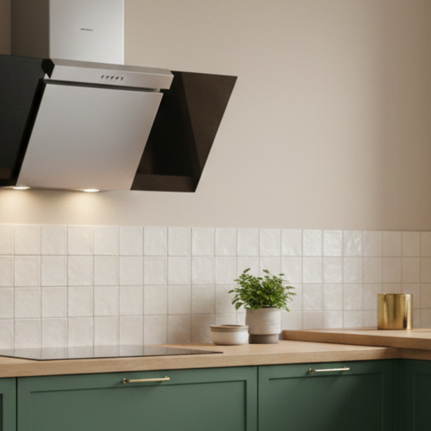 Hotte cuisine murale Silverline KIM inox et verre noir 90 cm