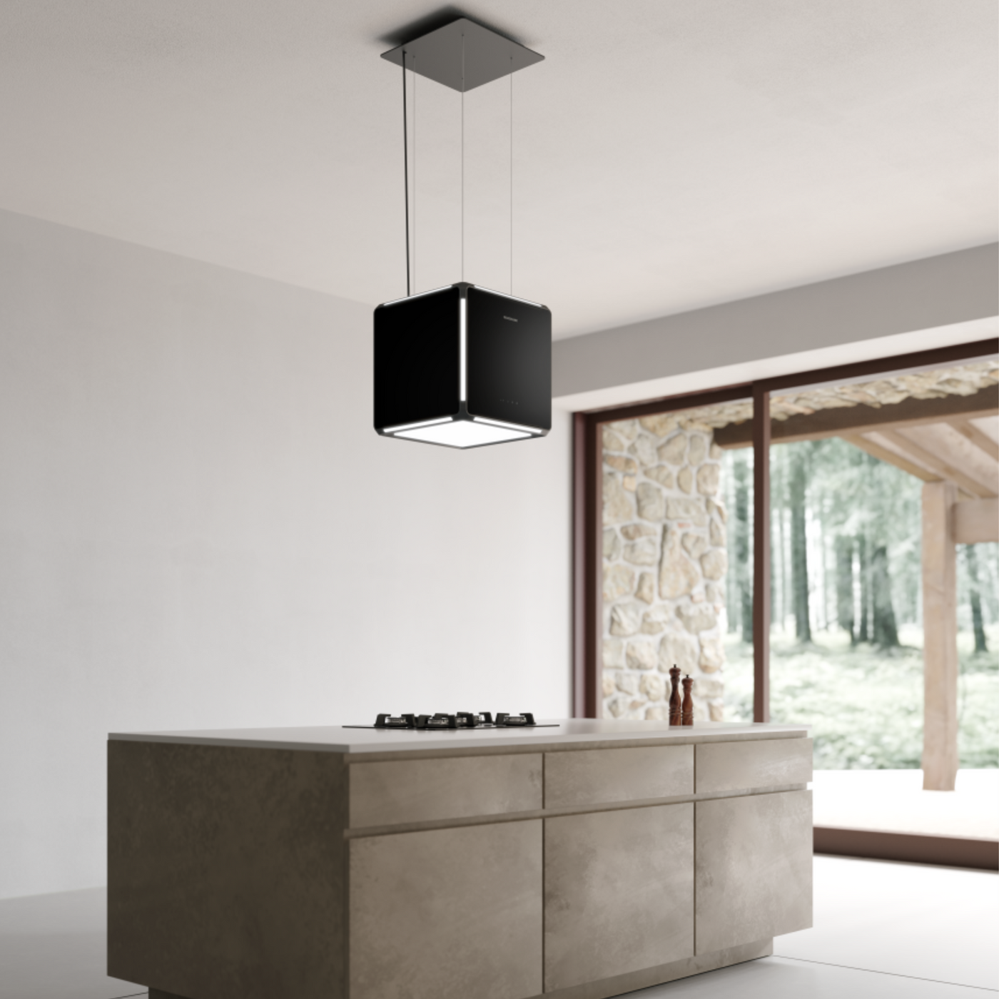 Hotte cuisine en îlot Silverline LEIRIA noir mat 40 cm