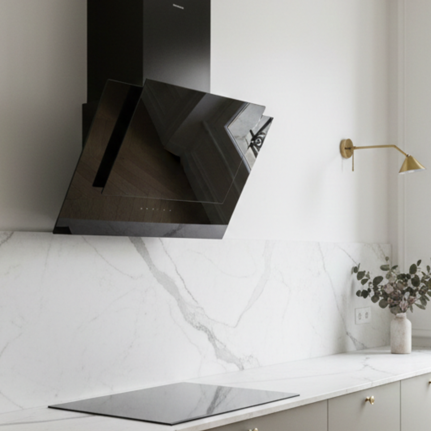 Hotte cuisine murale Silverline OLI noire 60 cm