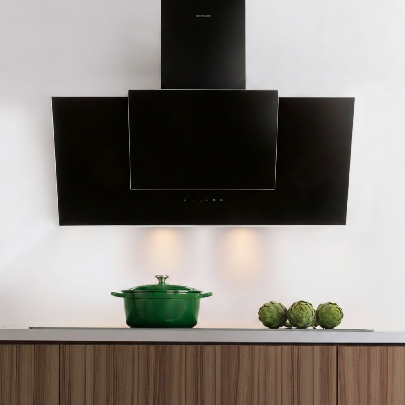 Hotte cuisine murale Silverline OLI noire 90 cm