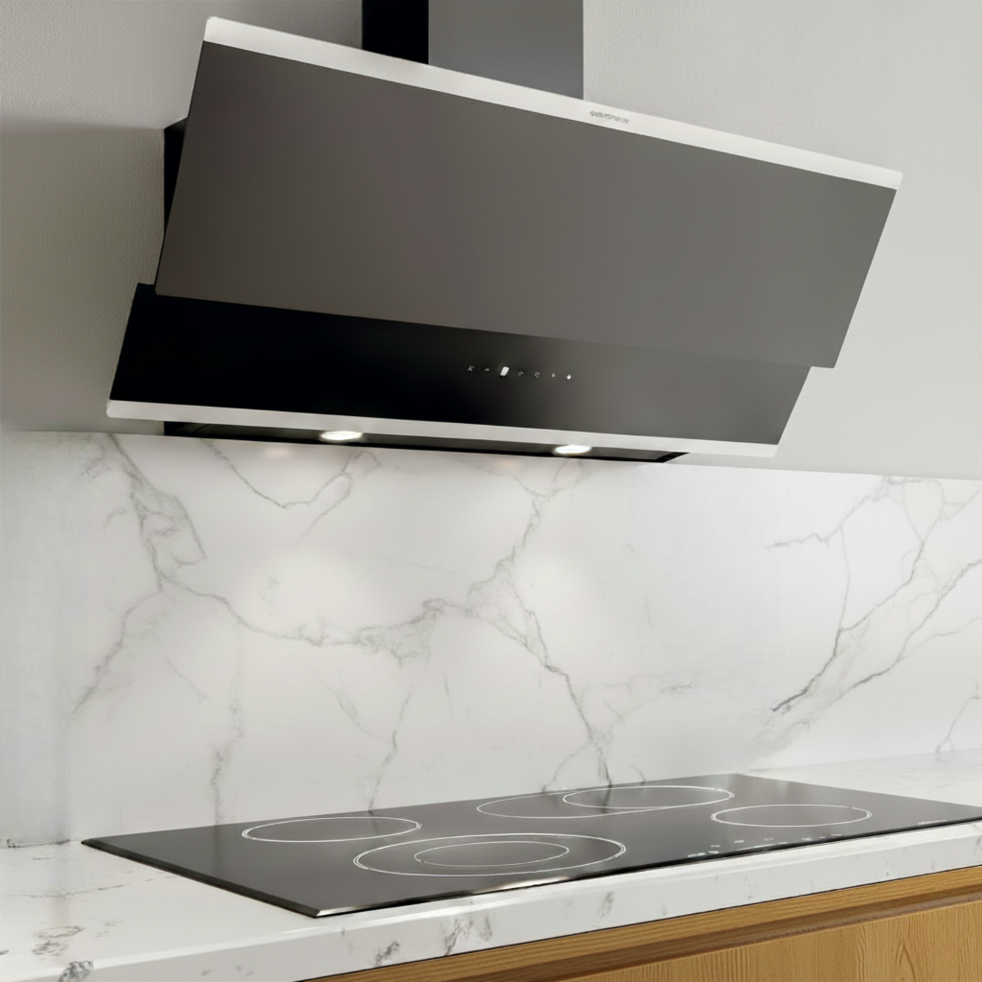 Hotte cuisine verticale Silverline LUKO verre trempé noir 90 cm