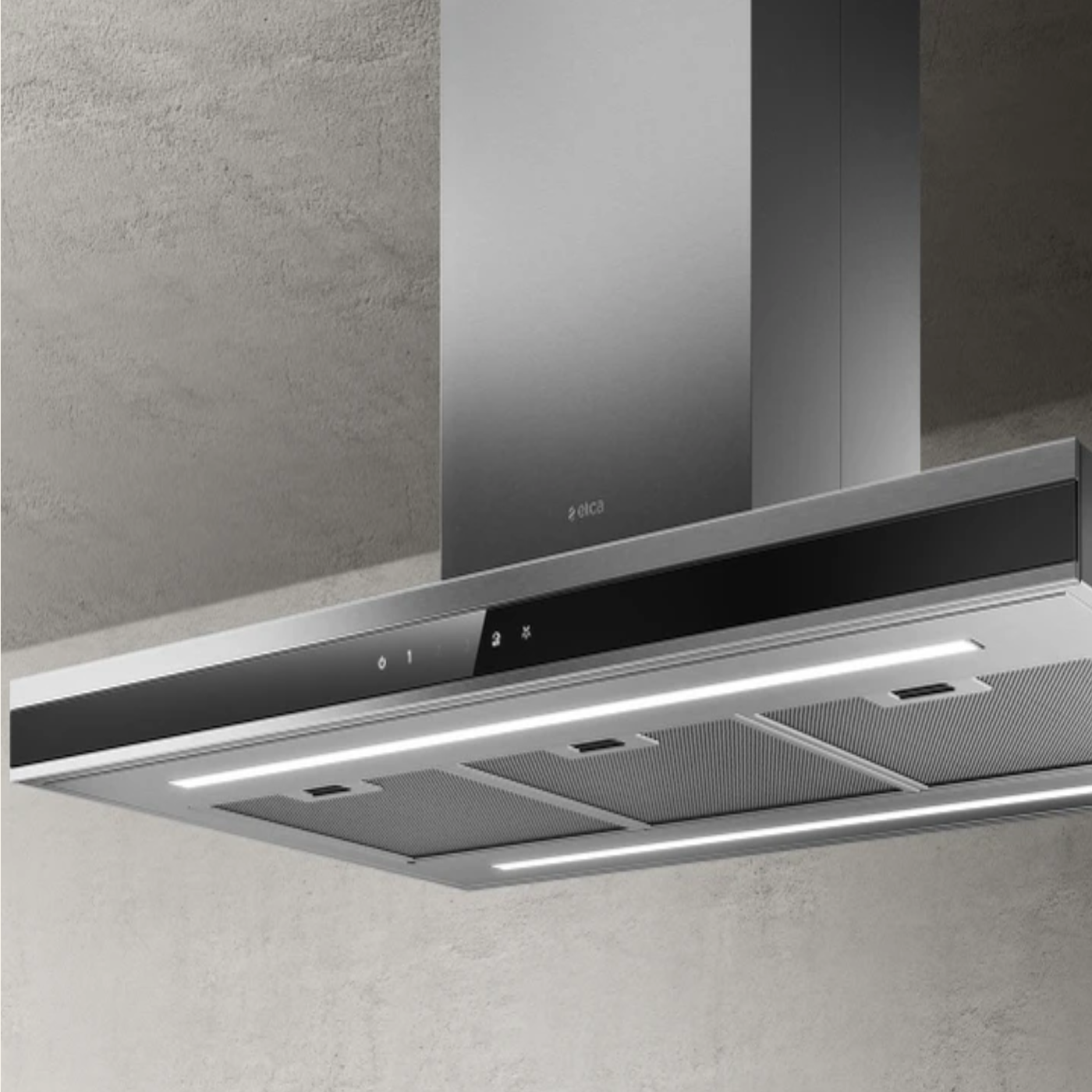 Hotte cuisine murale Elica ADELE ISLAND inox et verre noir