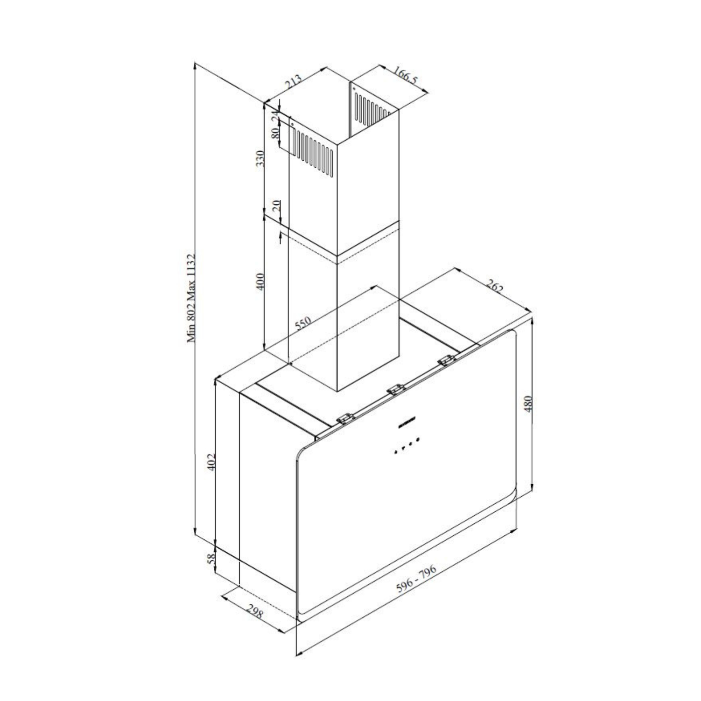 Hotte cuisine murale Silverline PORTO noire 60 cm