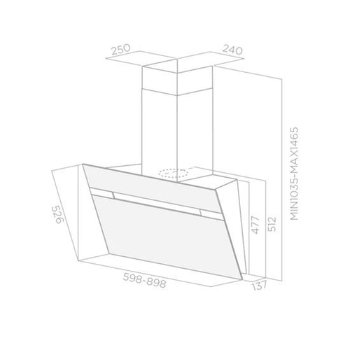Hotte cuisine Elica murale STRIPE LUX inox 90 cm