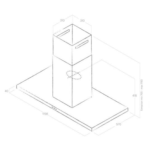 Hotte cuisine Elica îlot THIN ISLAND inox 120cm