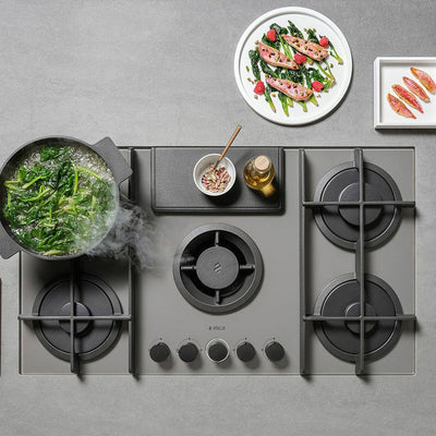 Plaque de cuisson gaz avec hotte intégrée Elica NIKOLATESLA FLAME 88cm GRIS - Évacuation