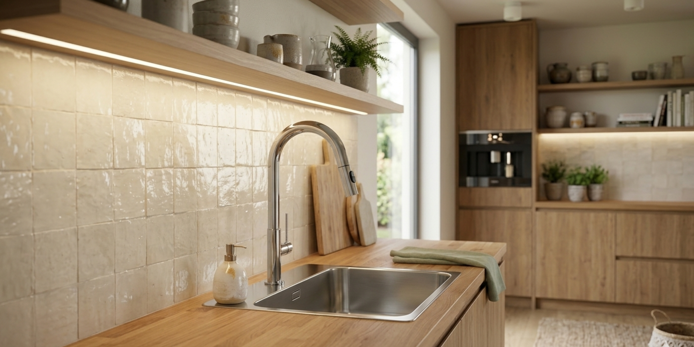 Robinet douchette Luisina chromé ARTHUR, mitigeur polyvalent avec jet extractible pour une ergonomie de plonge supérieure.