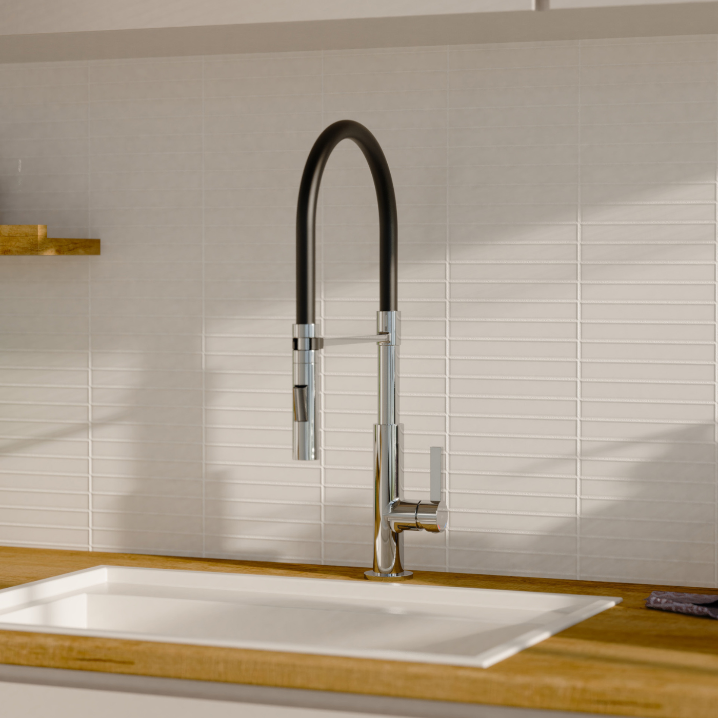 Robinet mitigeur cuisine douchette chromé NOVA