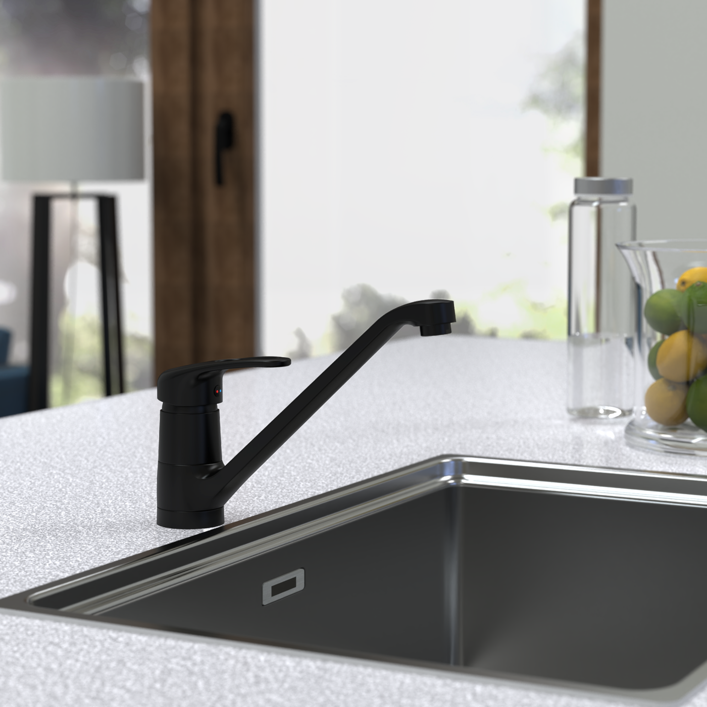Robinet mitigeur cuisine noir mat GRANDE