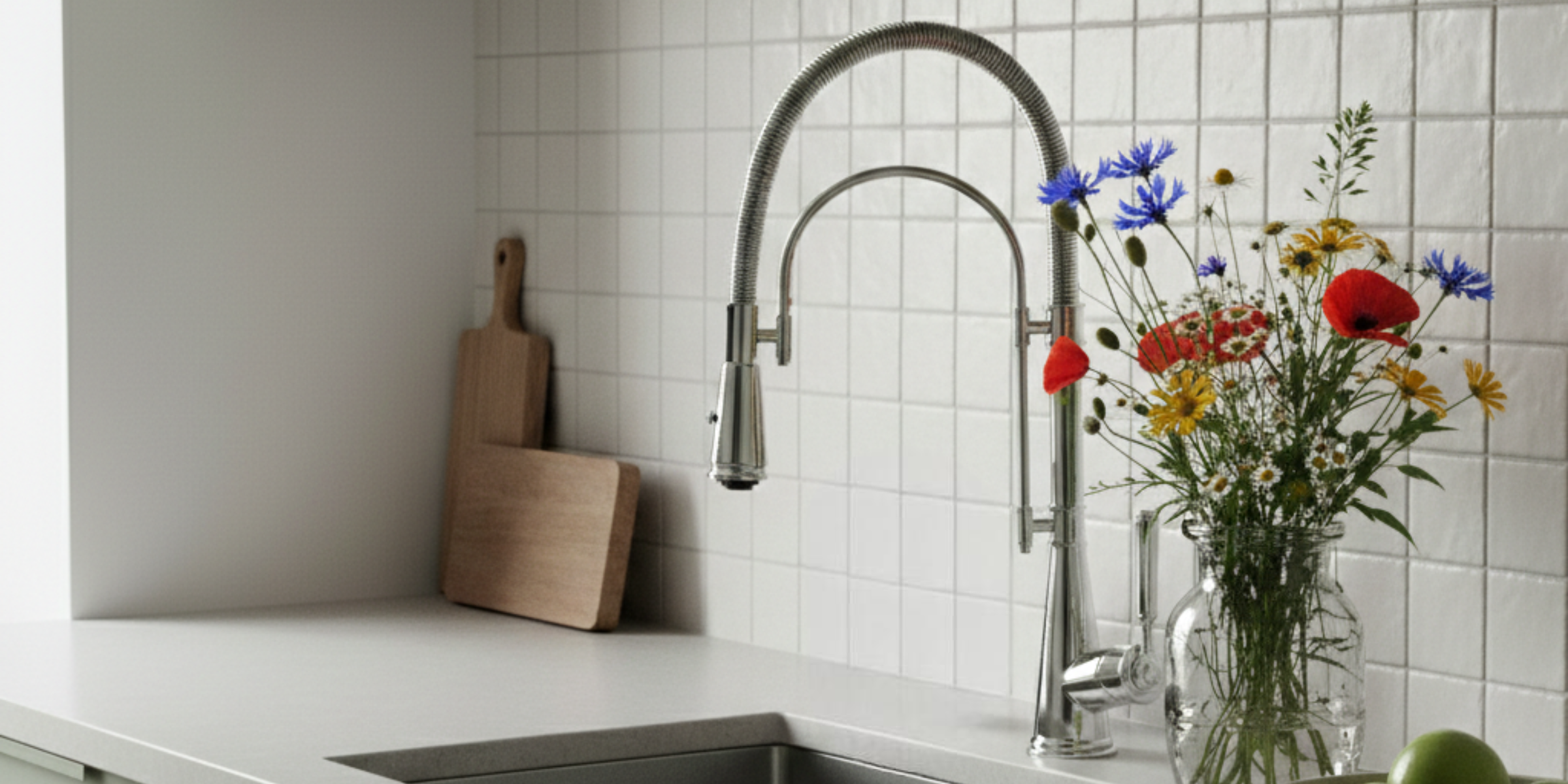 Robinet douchette vintage chromé Chambord MALO, bec extractible et finition brillante pour une utilisation polyvalente.