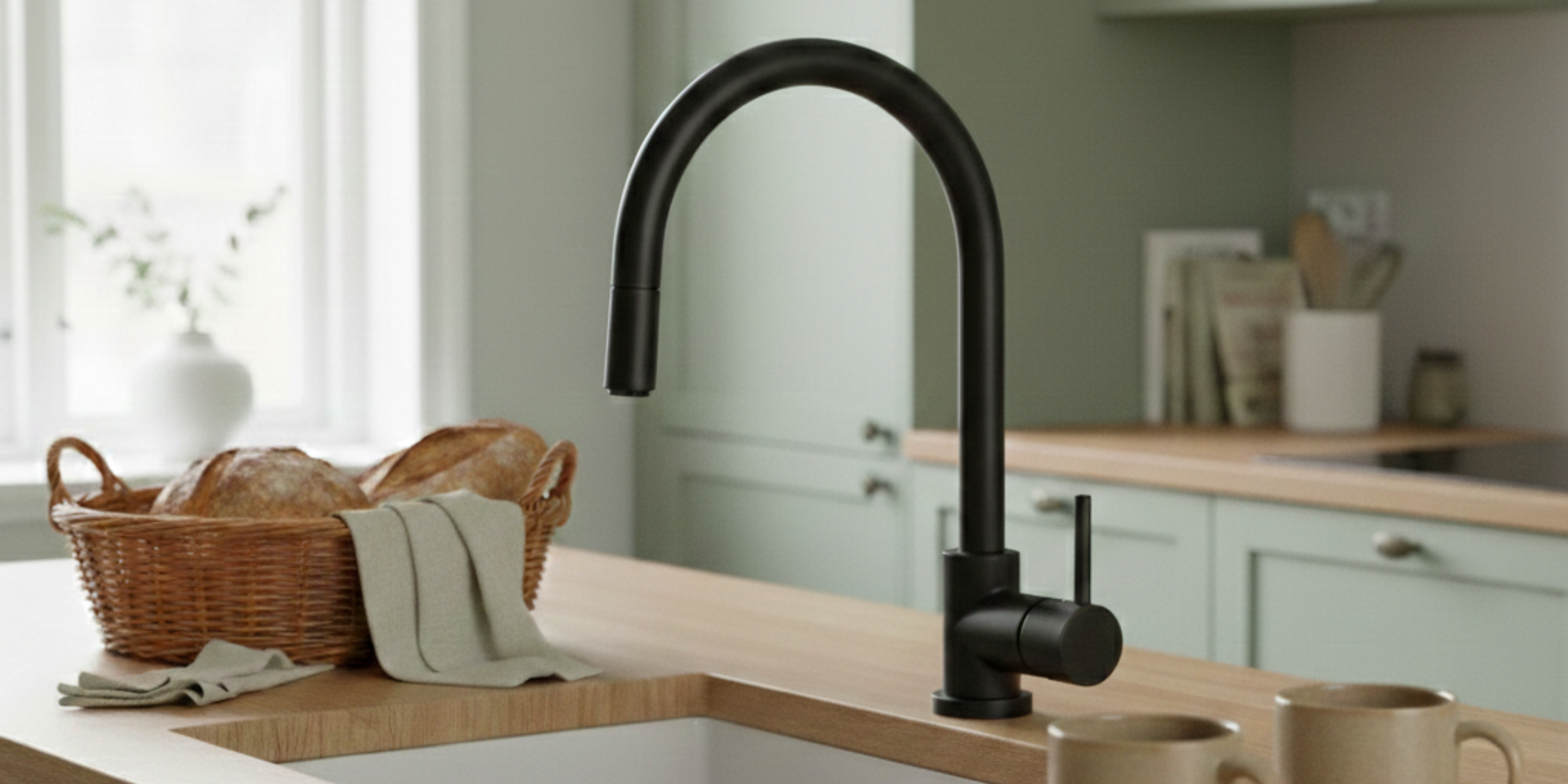 Robinet douchette noir Luisina LUCAS, finition mate élégante et douchette pratique pour une utilisation polyvalente.