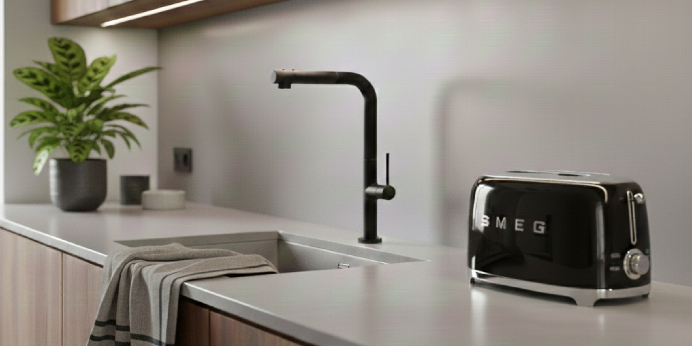 Robinet cuisine douchette noir NOLAN, design sobre et ergonomique, flexible et résistant pour un usage quotidien confortable.