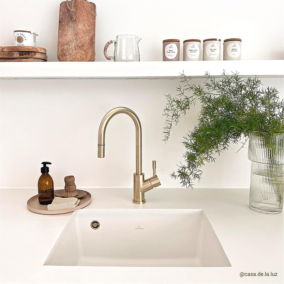 Robinet douchette Villeroy & Boch UMBRELLA FLEX inox  doré mat