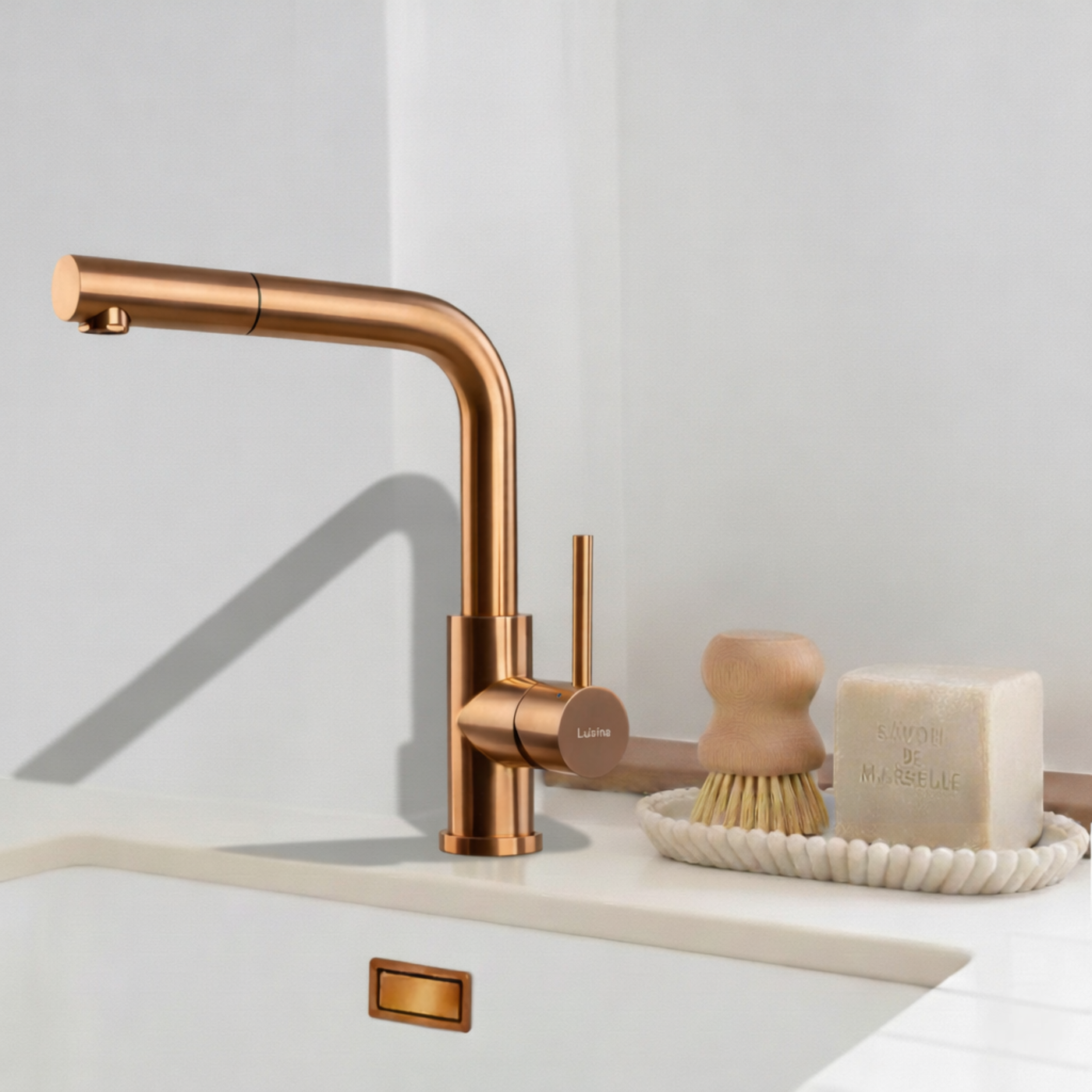 Robinet Douchette Luisina inox massif PVD cuivre LENA