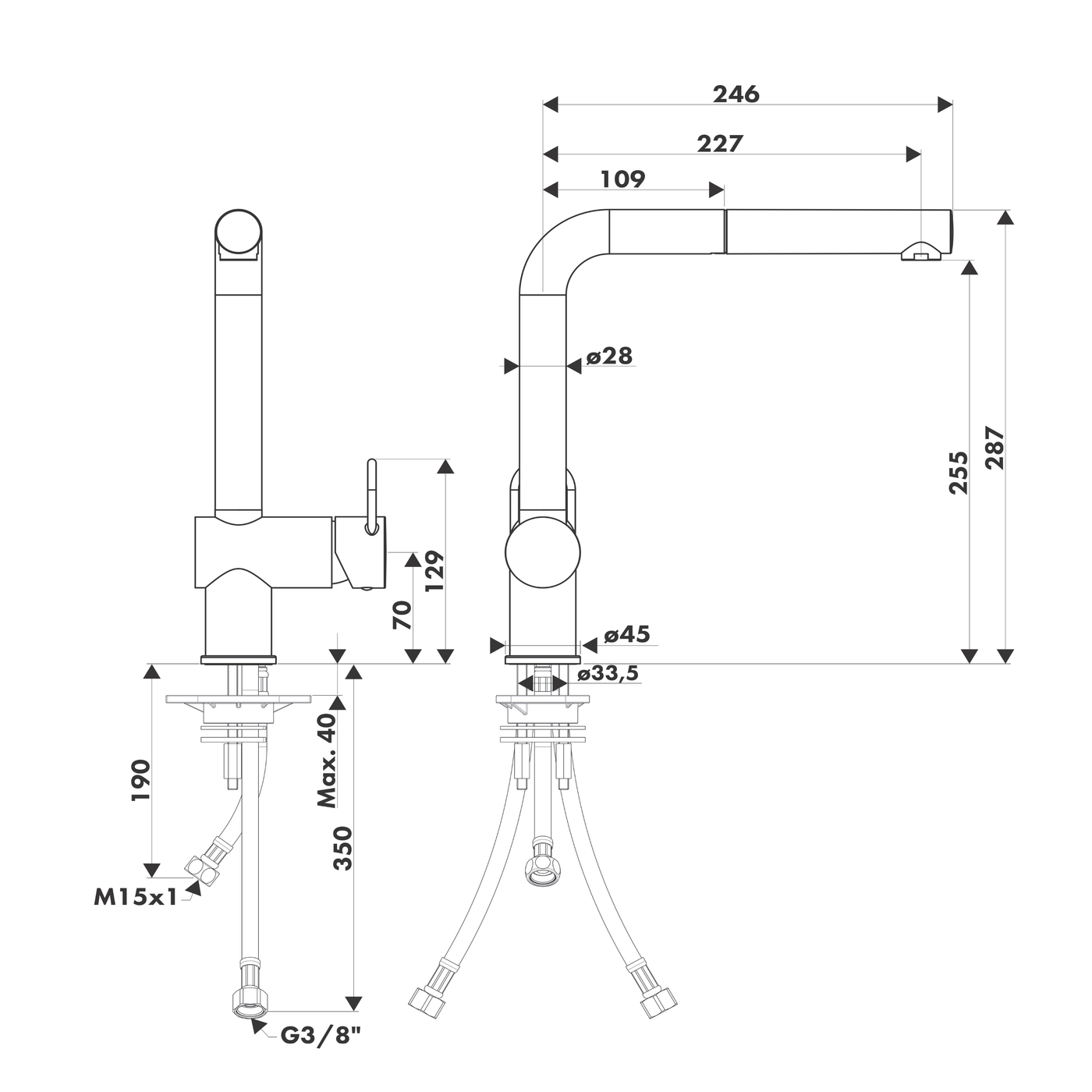 Robinet Douchette Luisina noir mat LORIS