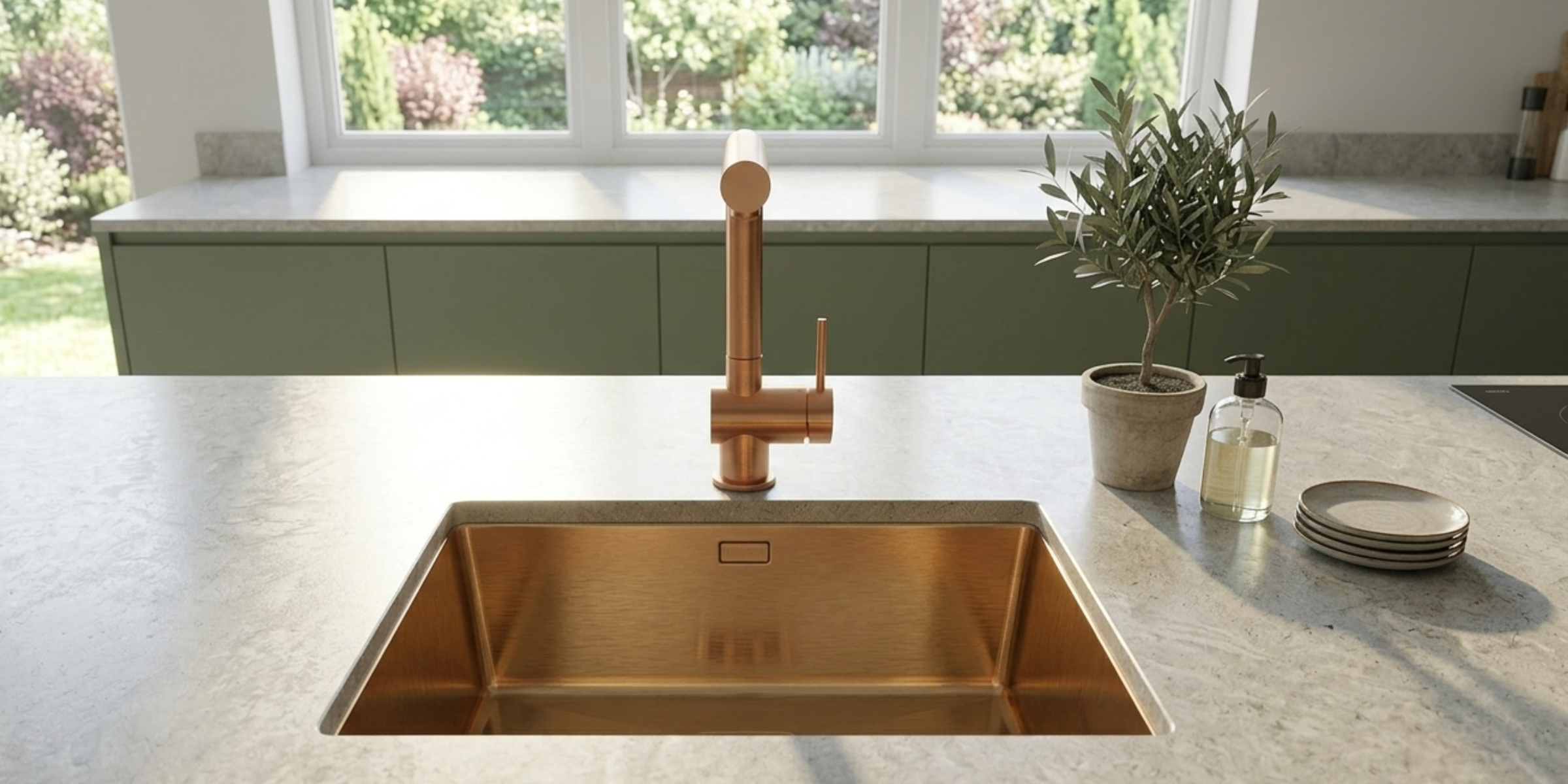 Robinet Douchette Luisina inox massif PVD cuivre CHIARA, avec traitement de surface anti-rayures.