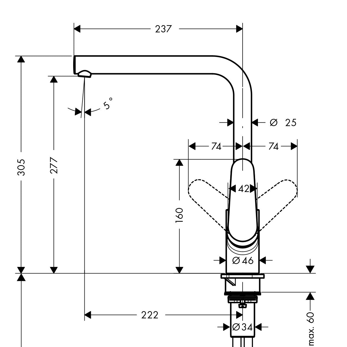 Robinet Hansgrohe FOCUS M41 280 chromé