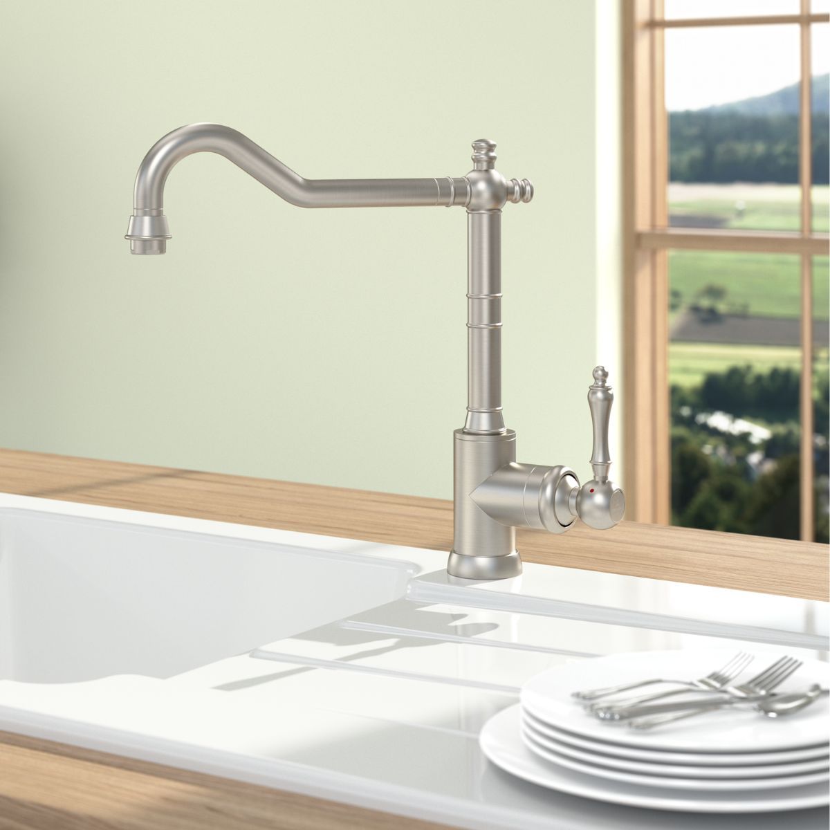 Robinet rétro Villeroy & Boch AVIA 2.0 inox brossé