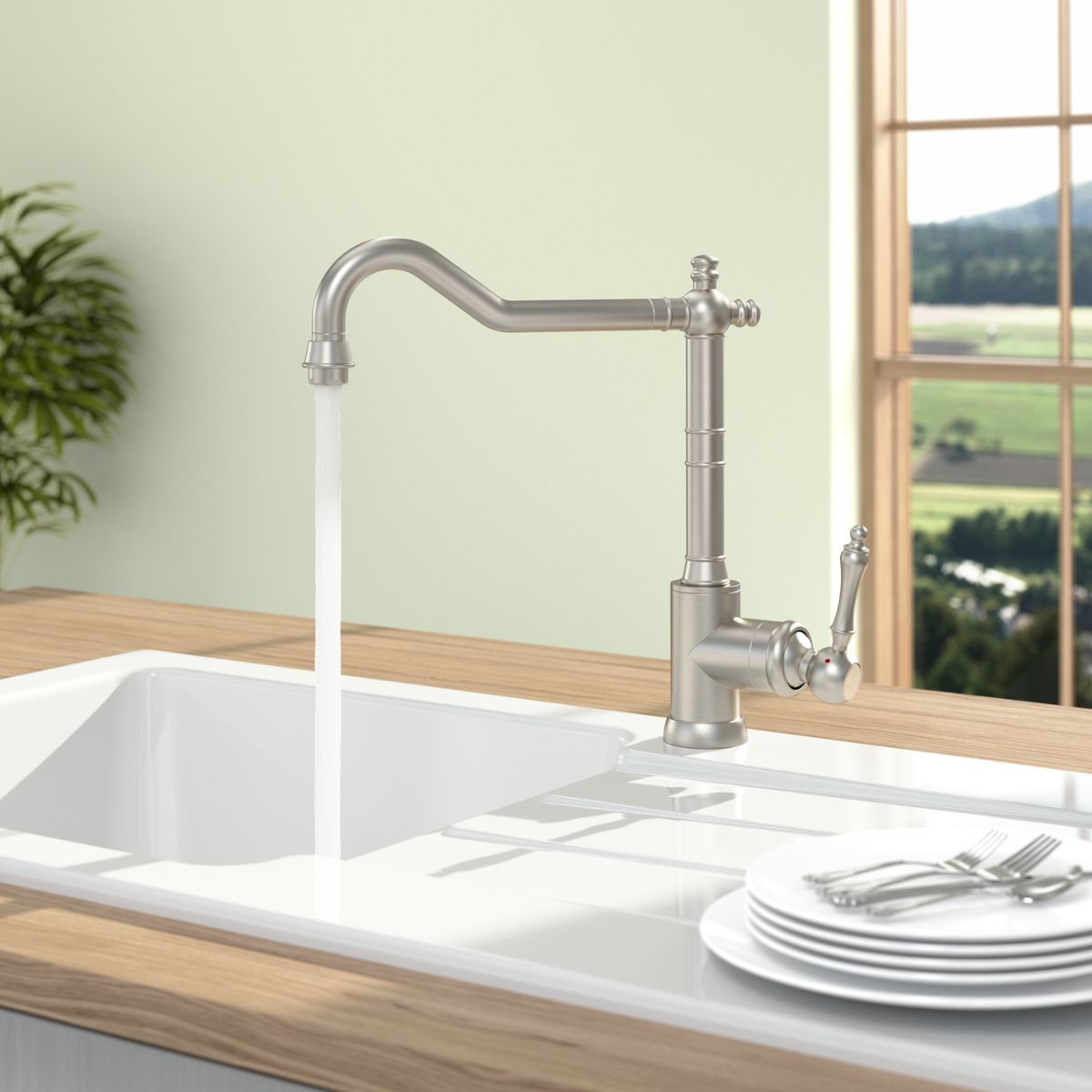 Robinet rétro Villeroy & Boch AVIA 2.0 inox brossé