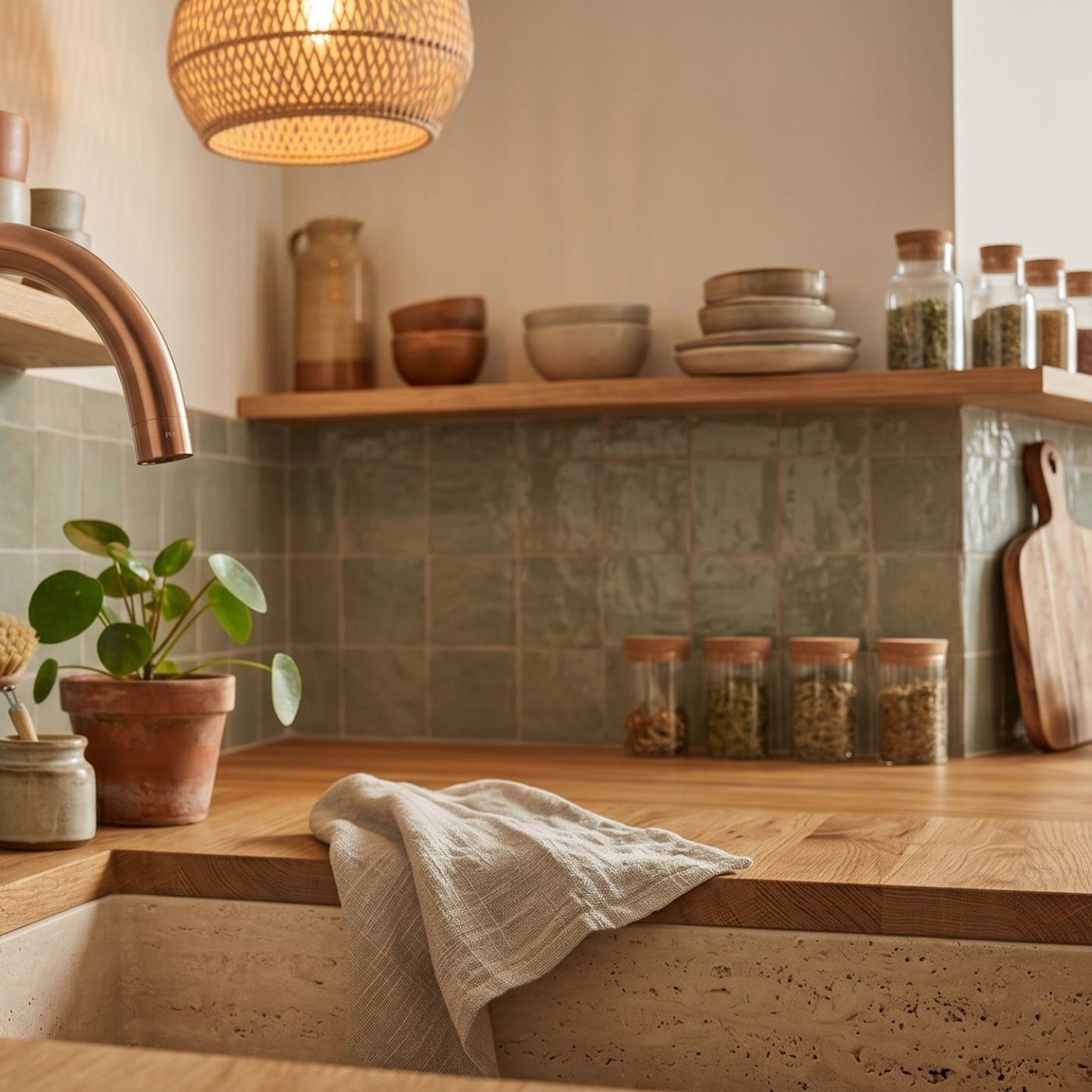 Robinet cuisine Luisina bec pivotant cuivre RAPHAEL