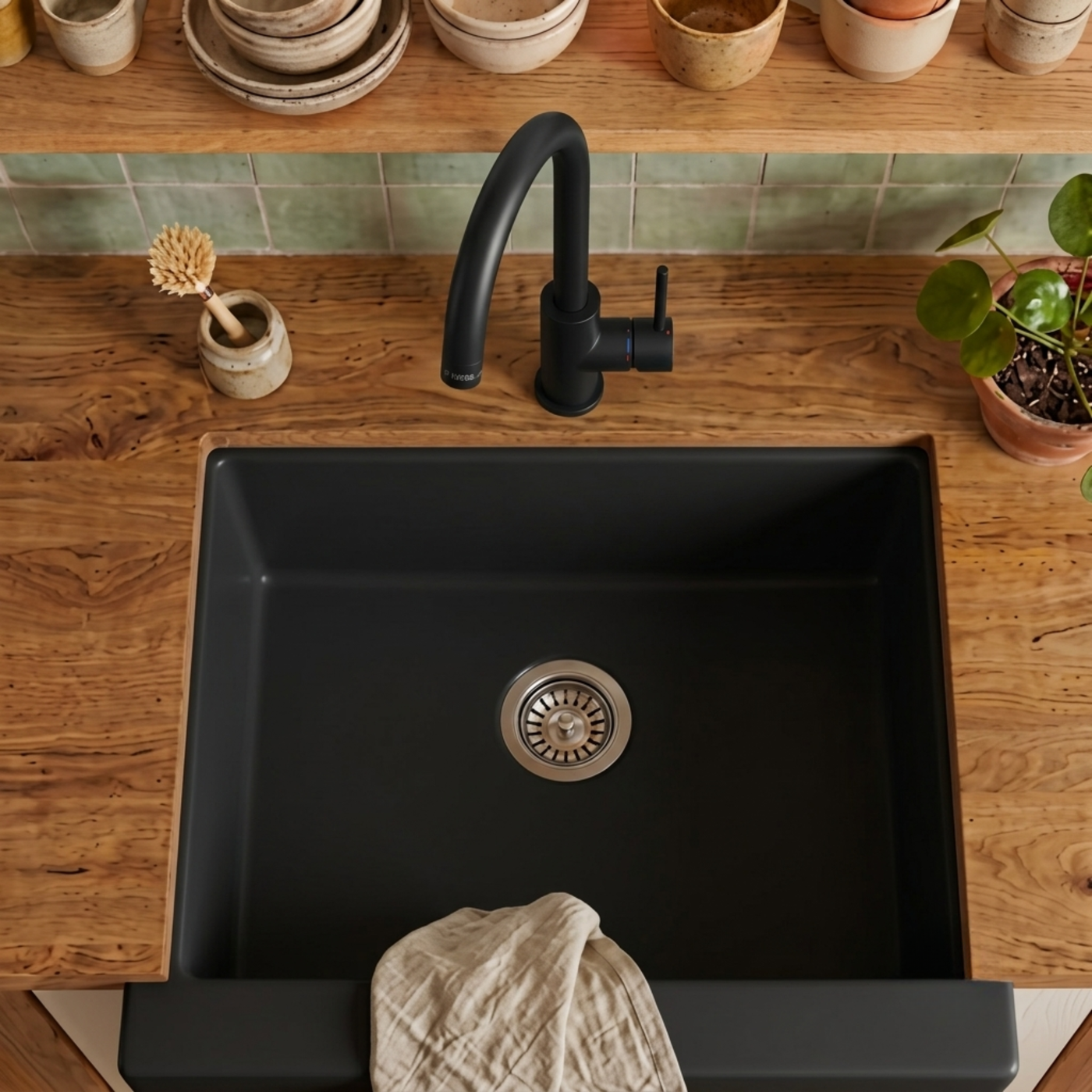 Robinet cuisine Luisina bec pivotant noir mat RAPHAEL