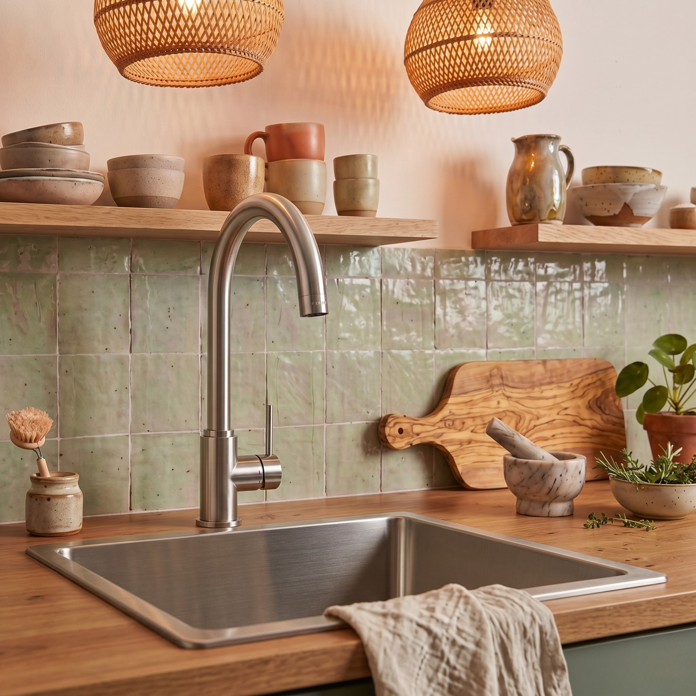 Robinet cuisine Luisina bec pivotant inox RAPHAEL