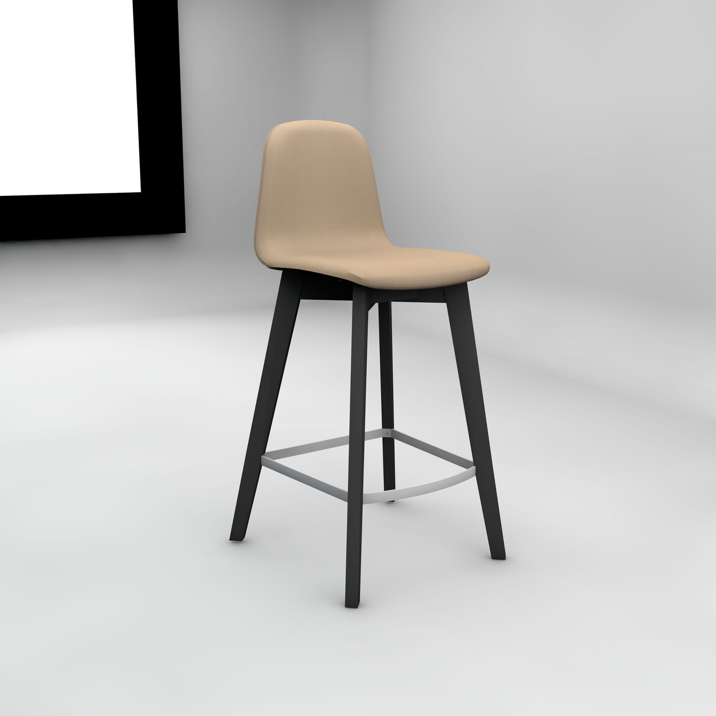 Tabouret hauteur plan travail GUSTAVE beige et noir laqué
