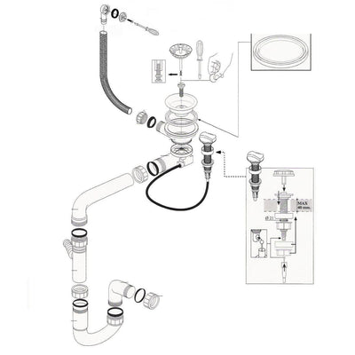 Vidage automatique gain de place 1 bac CUIPD013 pour évier granit