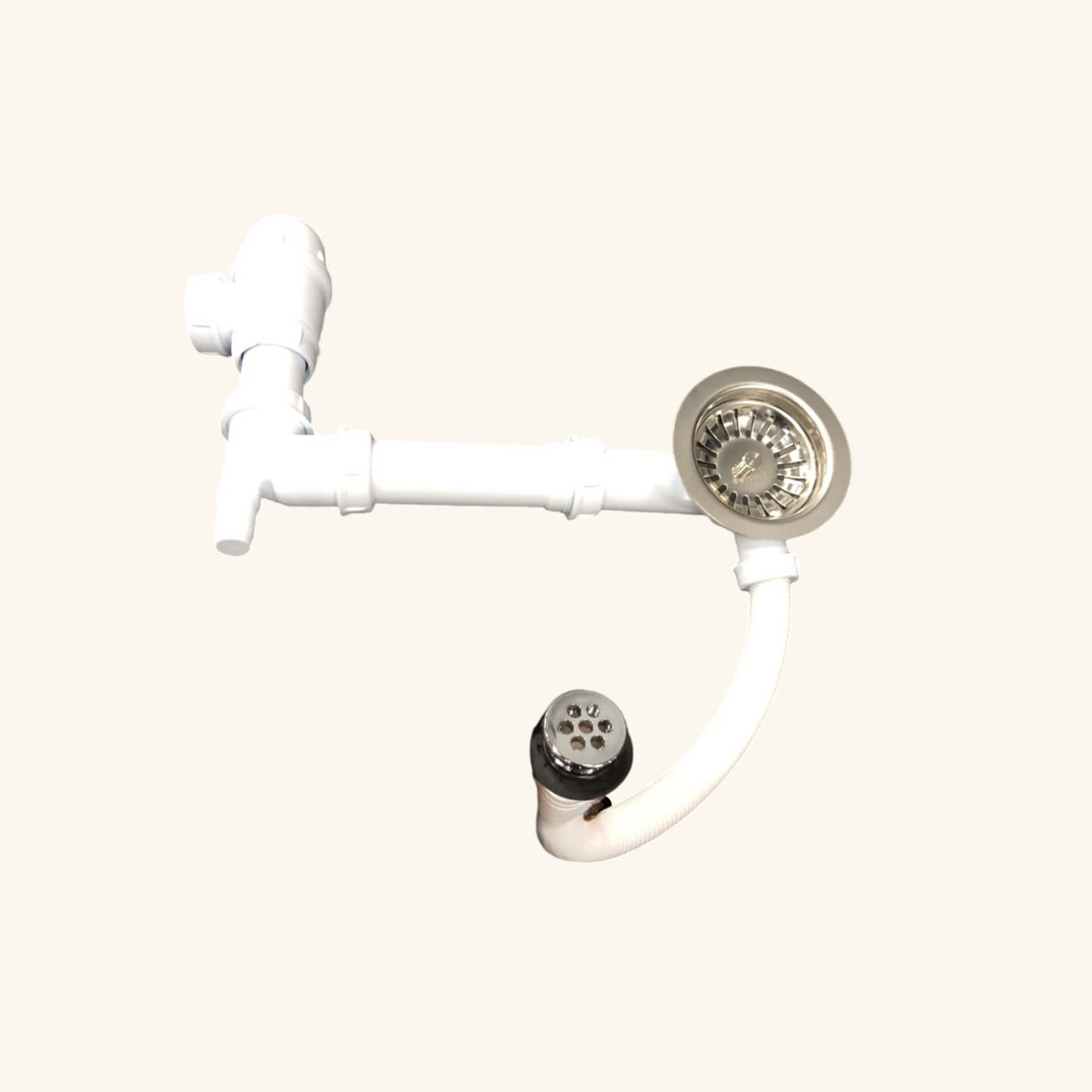 Vidage manuel chromé CUIPD237 pour évier granit 1 bac - Siphon gain de place