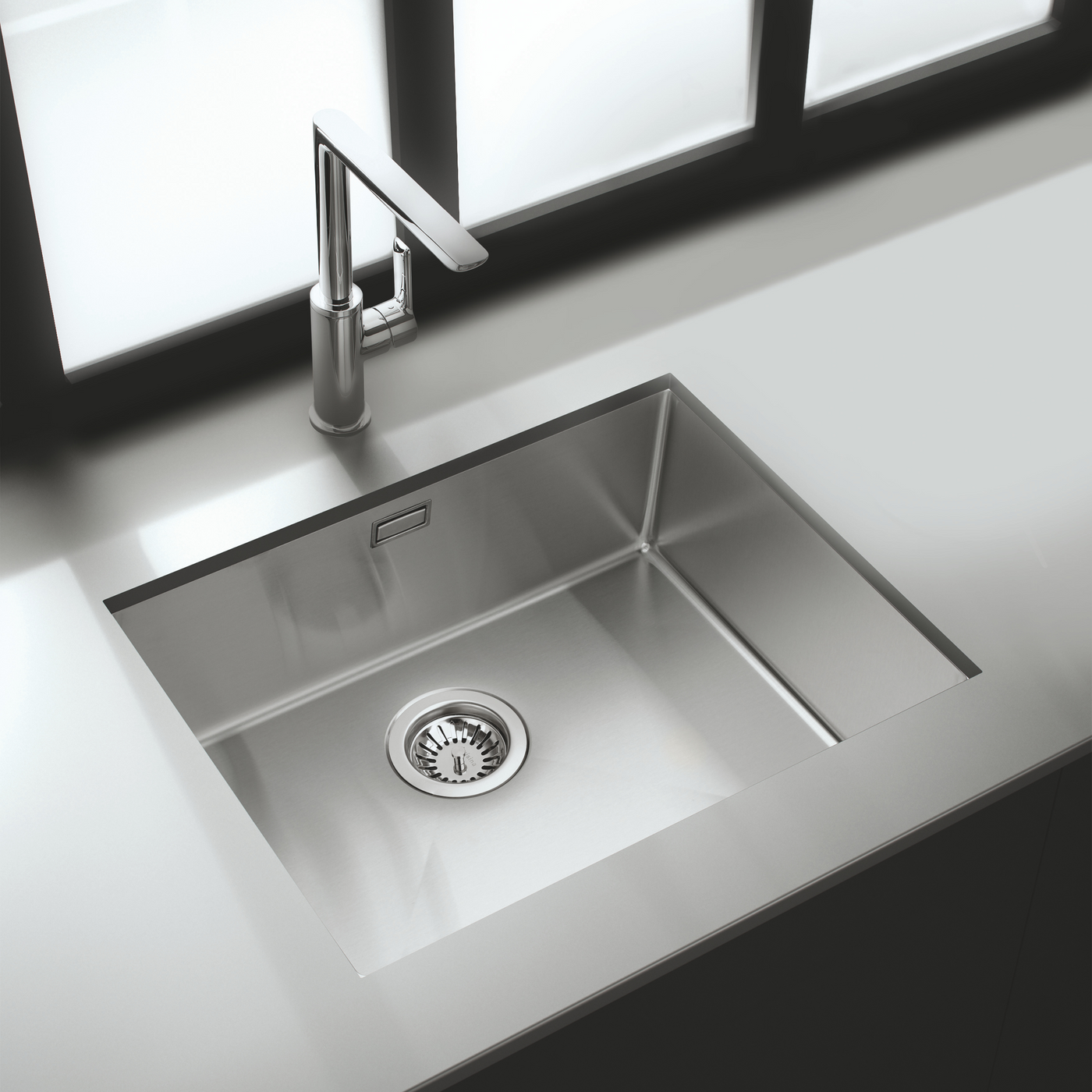 Vidage manuel 1 bac CUIPD245 pour évier inox Luisina VIBRATO - Siphon gain de place