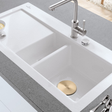 Evier céramique blanc Villeroy & Boch SUBWAY PURE 1 bac et demi - égouttoir gauche