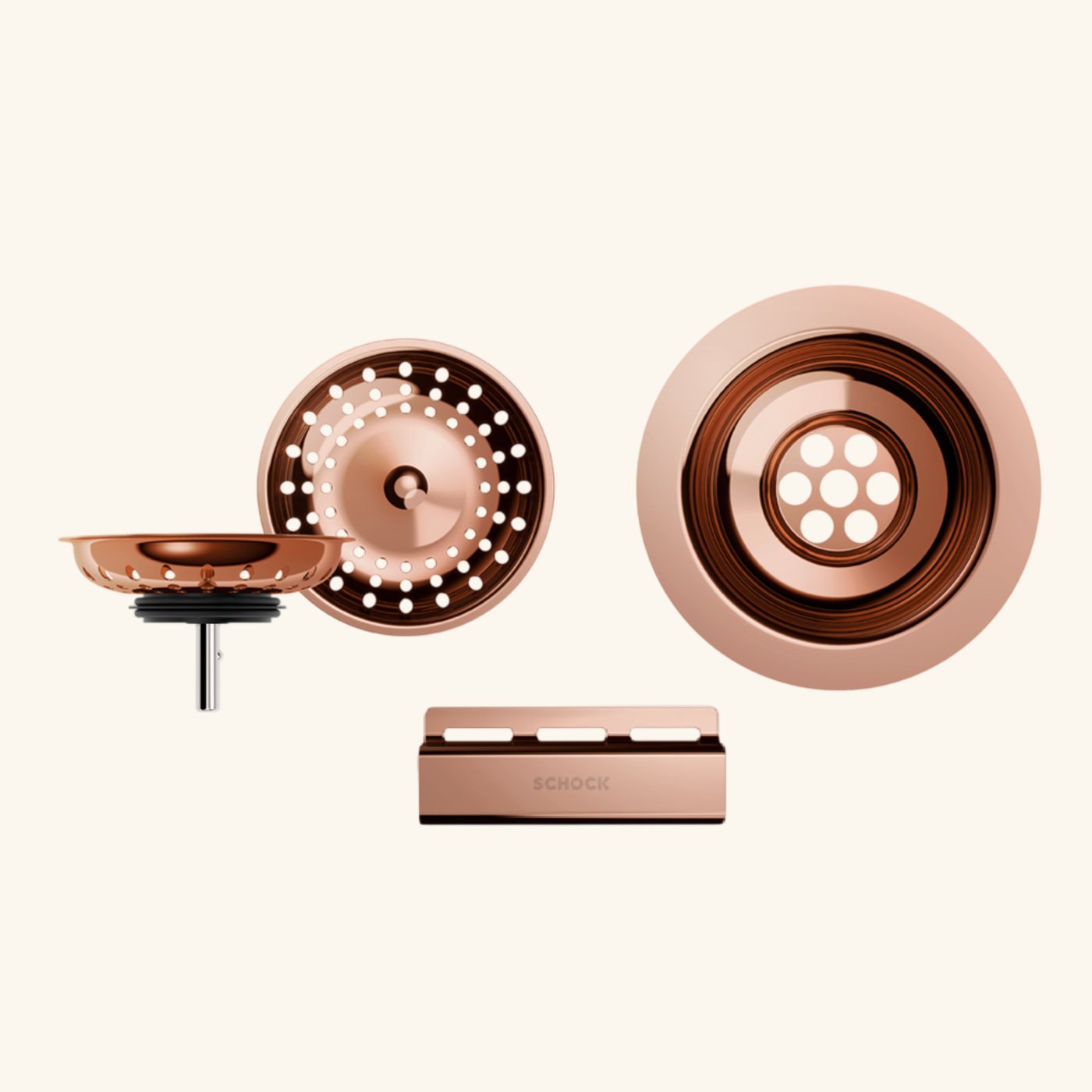 Kit bonde et trop plein cuivre FORTE pour vidage 1 bac évier granit