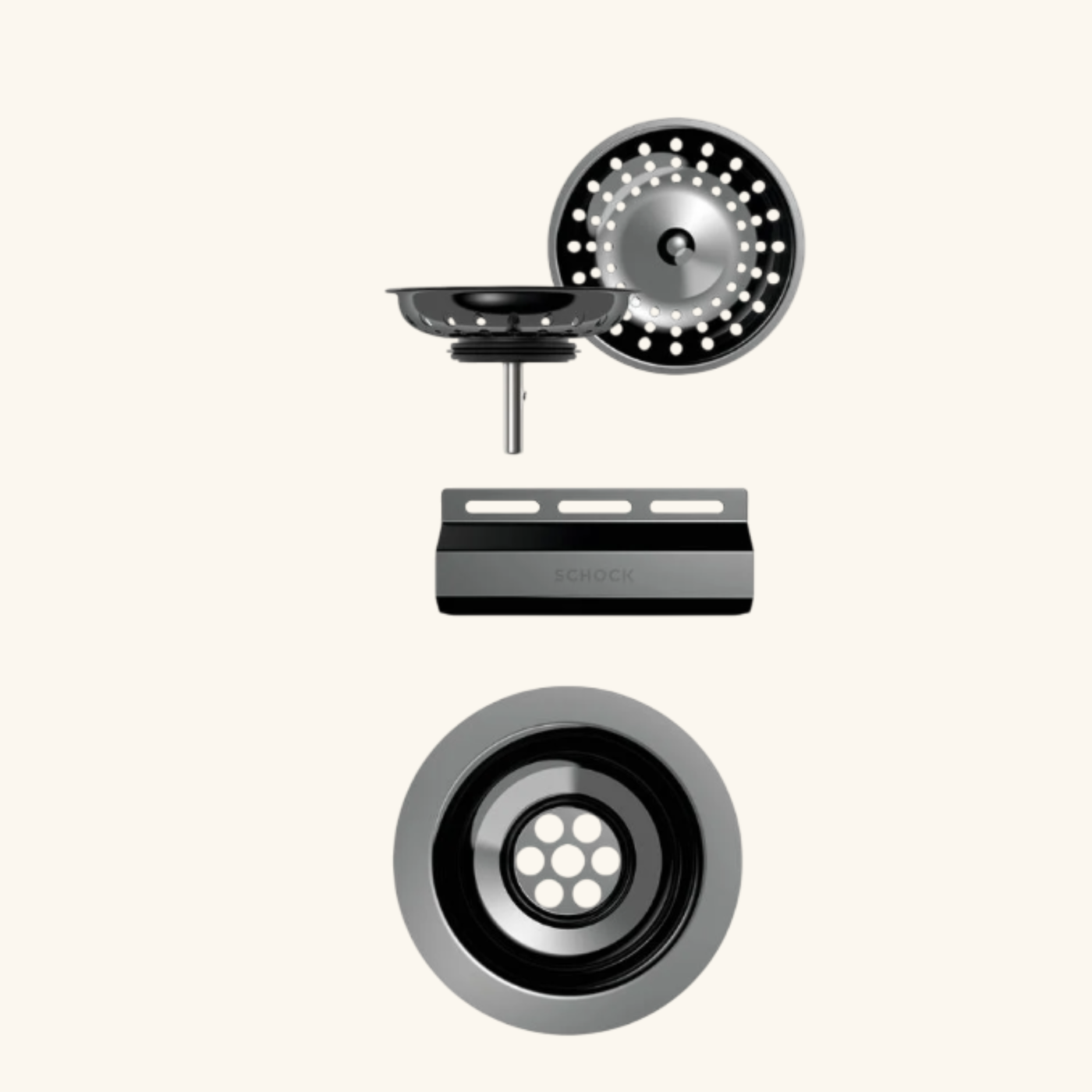 Kit bonde et trop plein inox noir brillant FORTE pour vidage 1 bac évier granit