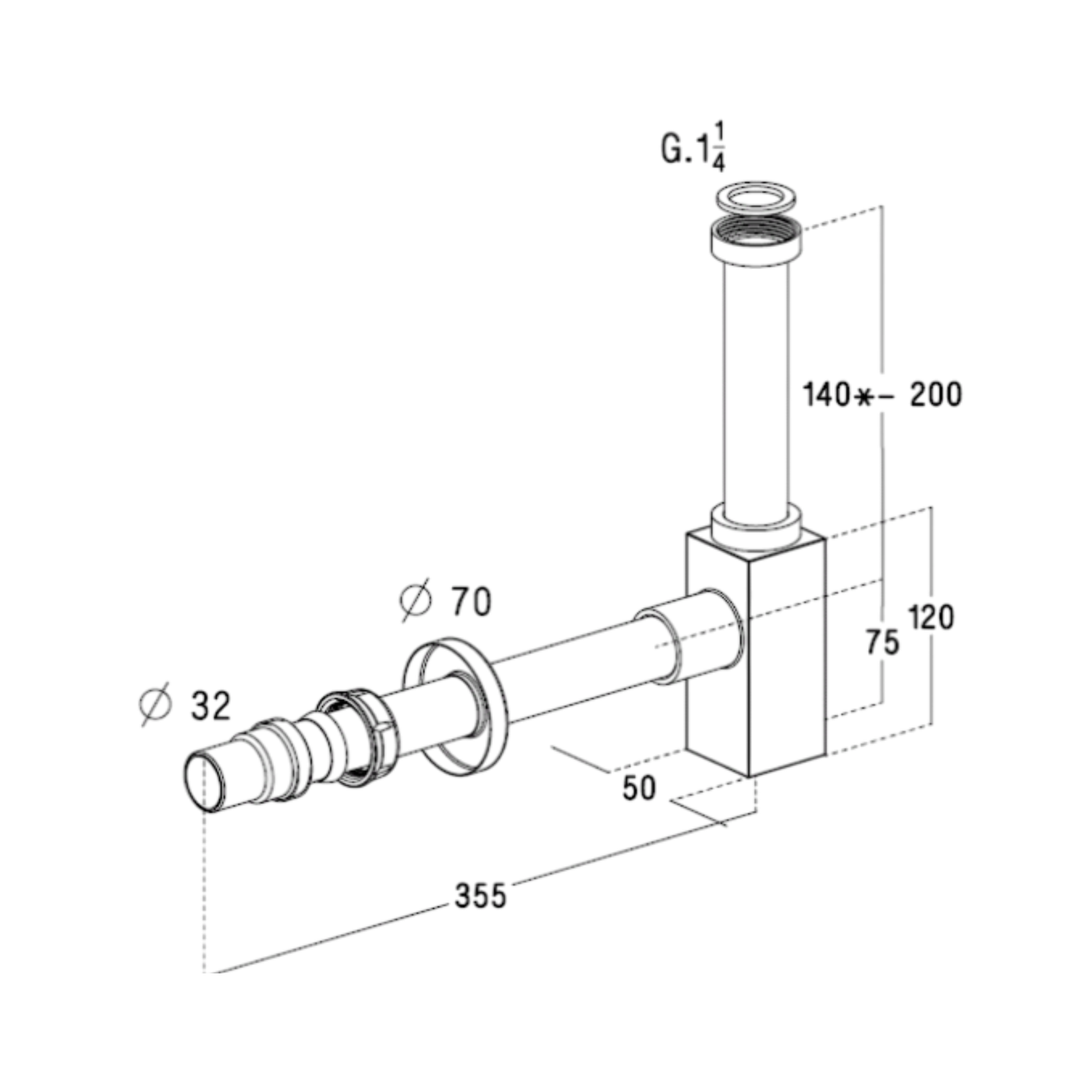 Siphon chromé carré LUISINA pour vasque