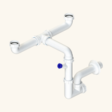Siphon gain de place pour évier cuisine 2 bacs
