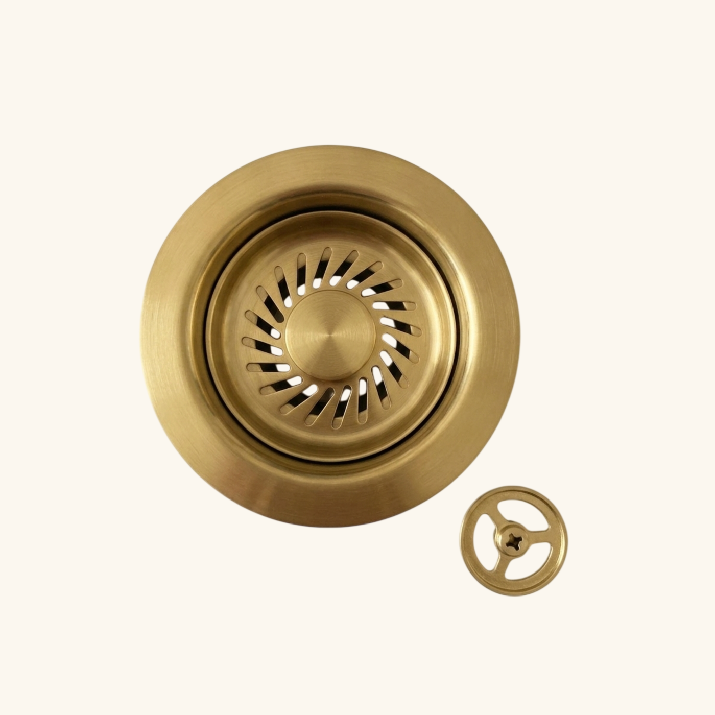 Vidage Bonde manuelle évier 1 bac granit résine HARMONIE inox PVD doré laiton - Siphon gain de place