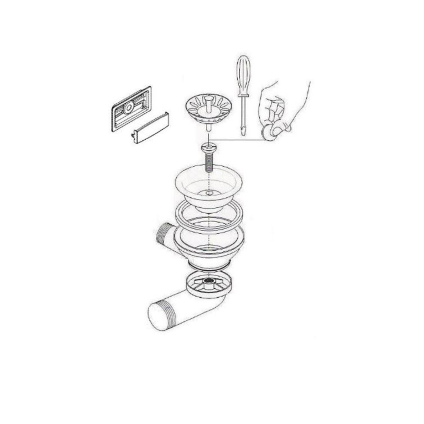 Kit bonde et trop plein inox noir brillant ALBEY pour vidage 1 bac évier granit ou inox