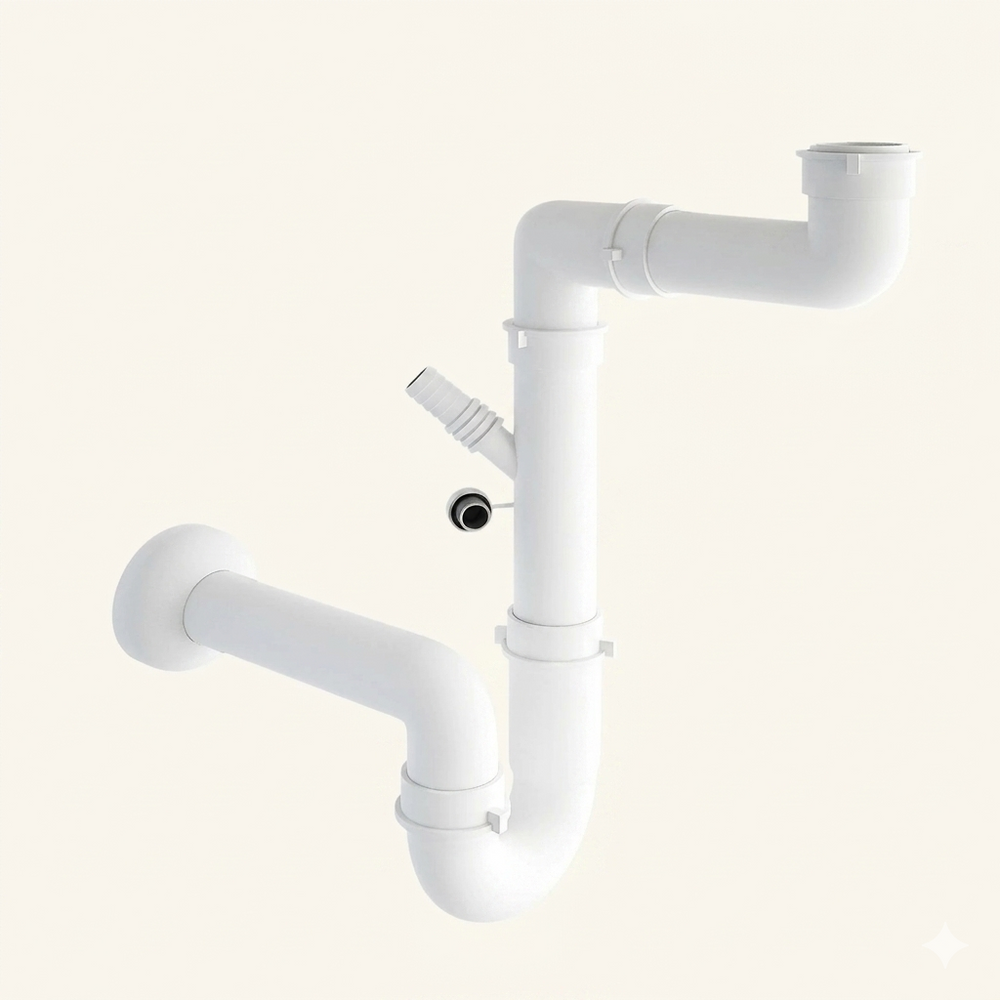 Siphon gain de place CUIPD706-A pour évier cuisine 1 bac - Siphon standard