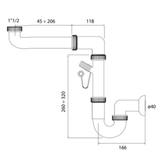 Siphon gain de place CUIPD706-A pour évier cuisine 1 bac - Siphon standard