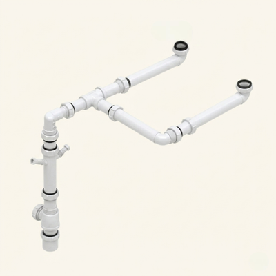 Siphon gain de place CUIPD708-A pour évier cuisine 2 bacs