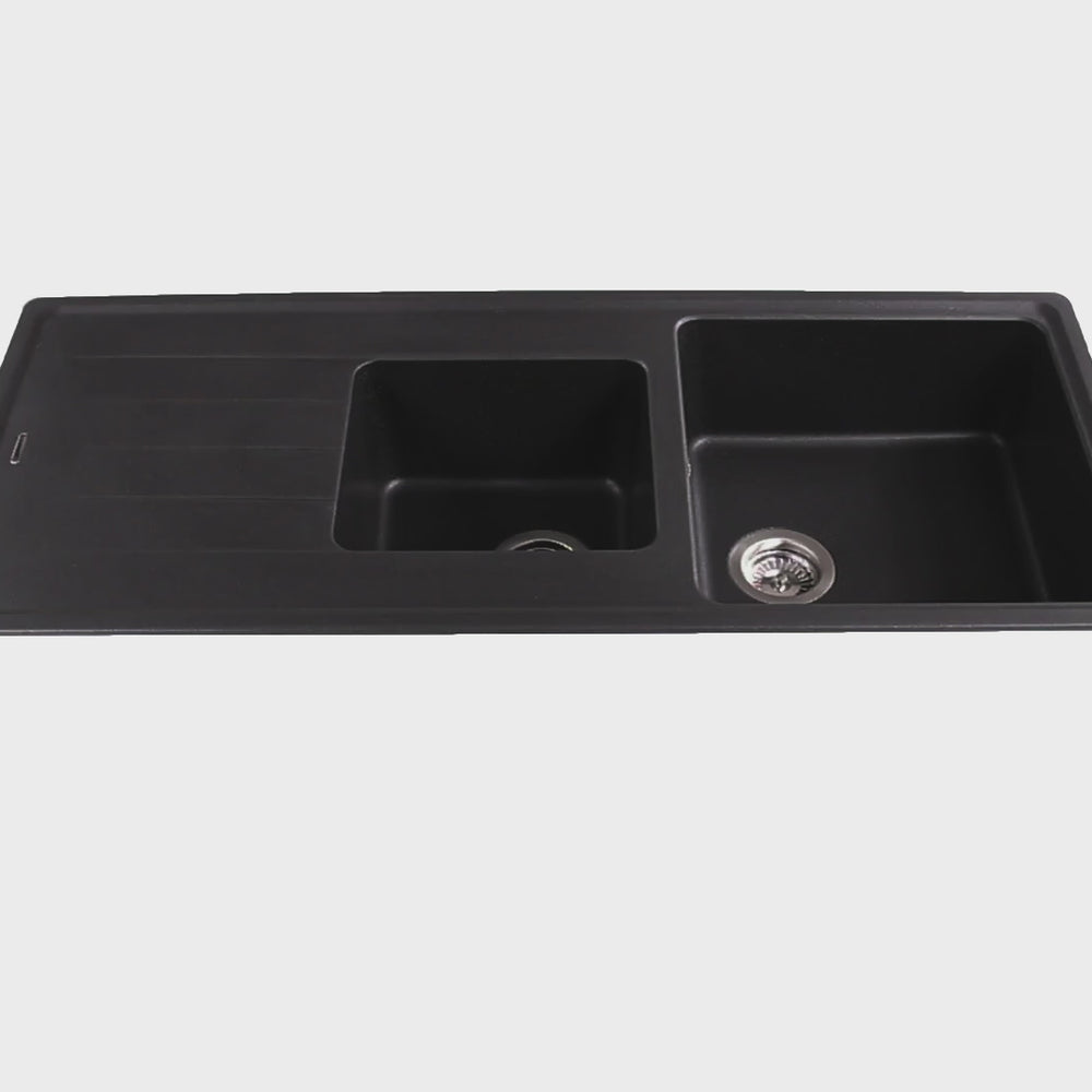 Évier granit noir Schock ELEMENT 2 bacs 1 égouttoir