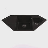 Évier d'angle granit noir LOKTI 1 bac et demi - 1 égouttoir