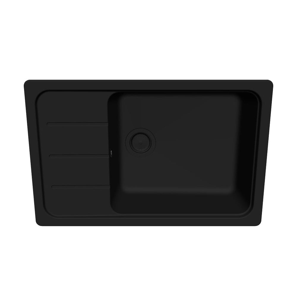 Evier granit noir Shock FORMHAUS 1 grand bac - 1 petit égouttoir