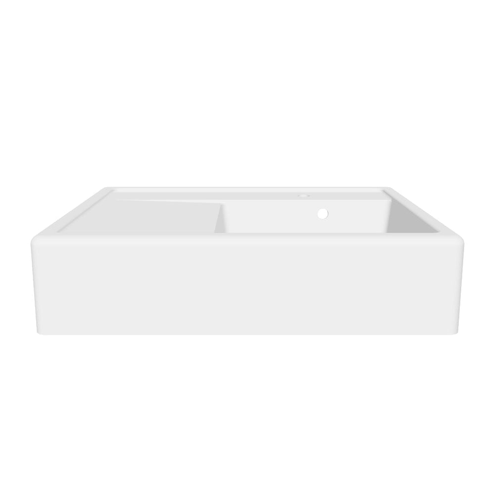 Évier timbre d'office granit blanc cassé Kümbad KIWI - 1 grand bac 1 égouttoir