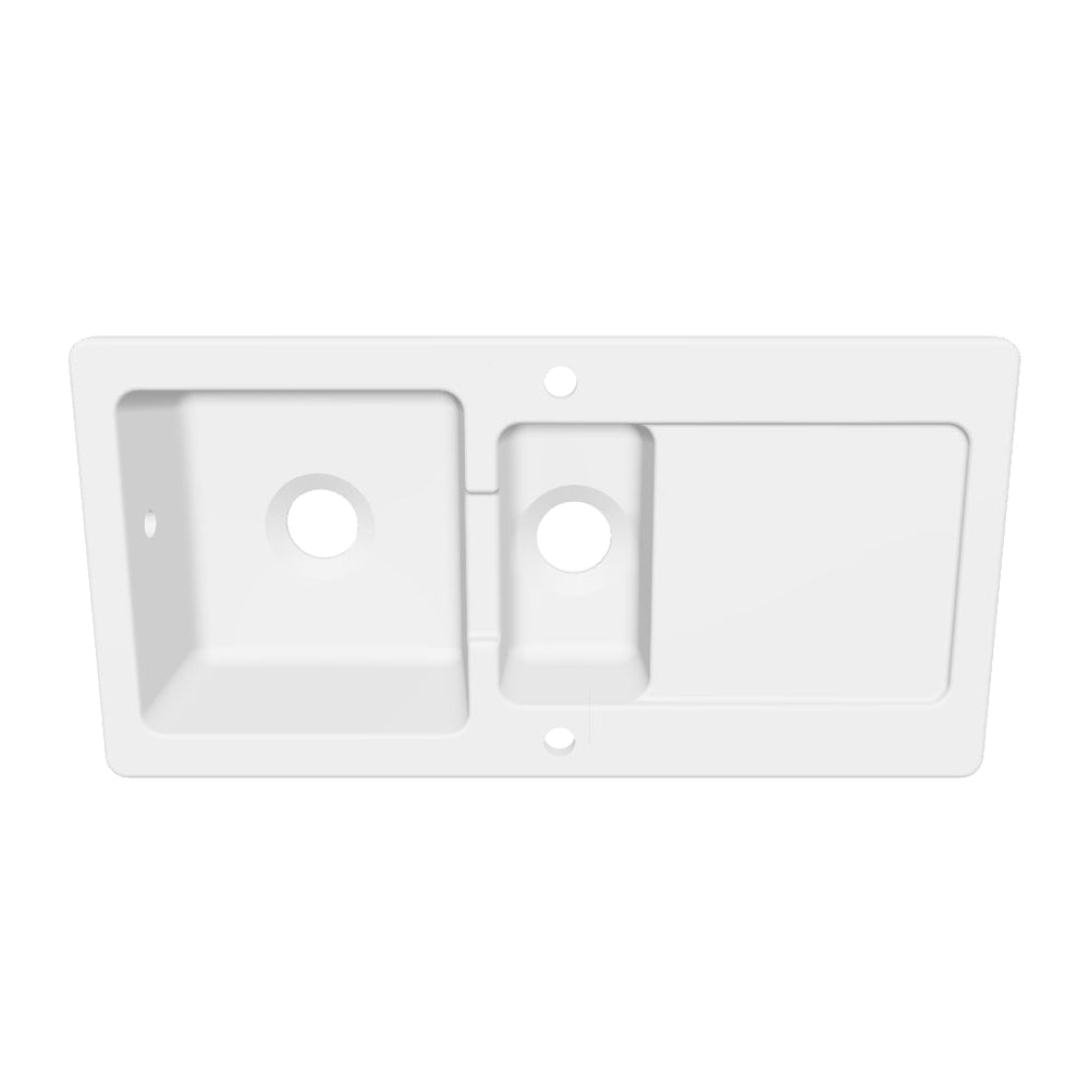 Évier céramique blanc VitrA ARKITEKT 1 bac et demi - 1 égouttoir